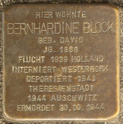 Stolperstein Bernhardine Block Stolperstein Bernhardine Block