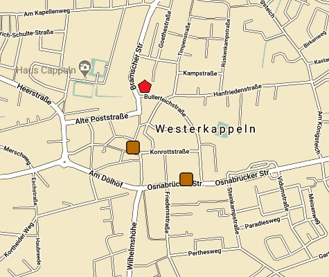 Lage der Stolpersteine in Westerkappeln Lage der Stolpersteine in Westerkappeln